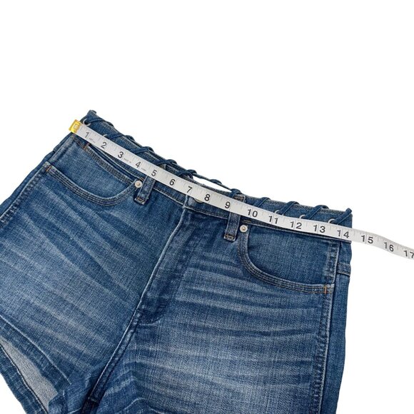 Abercrombie & Fitch Womens 6 High Rise Denim Short Shorts / Eyelet Waist Detail - Picture 5 of 11